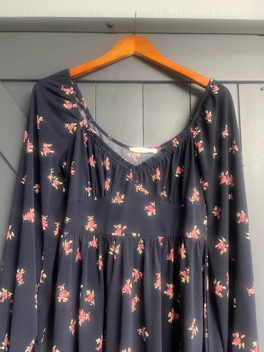 Lush Navy Tunic Top with Pink Floral Print - Picture 2 of 7